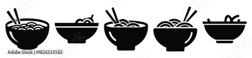 set of  udon bowl icon vector illustration isolated on white background