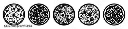set of  veggie pizza icon vector illustration isolated on white background