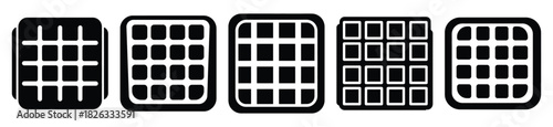 set of  waffle square icon vector illustration isolated on white background