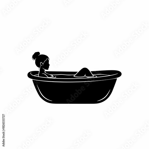 Woman Relaxing in Bathtub Silhouette