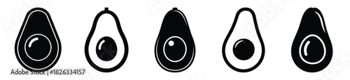 set of  avocado half icon vector illustration isolated on white background