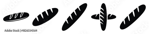 set of  baguette icon vector illustration isolated on white background