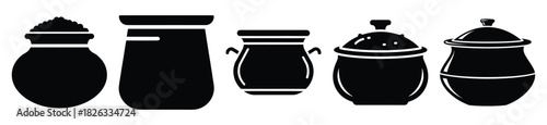 set of  biriyani pot icon vector illustration isolated on white background