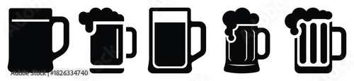 set of  beer mug icon vector illustration isolated on white background