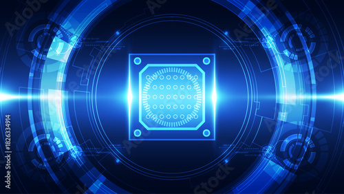 Central Processing Unit (CPU) Core Background: Futuristic Digital Circuit Board and System Technology