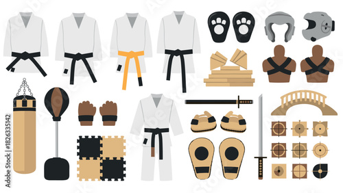 Martial arts gear and equipment for karate training and fitness design