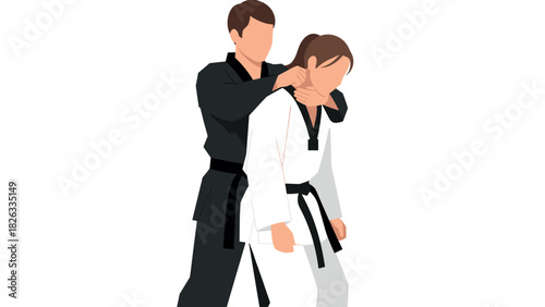 Martial arts self defense techniques illustration for training and education