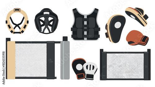 Mixed martial arts gear collection for training and competition