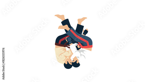 Martial arts training illustration featuring karate fighters in action