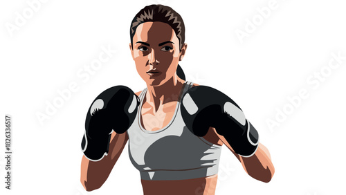 Female boxer illustration for fitness and sports designs