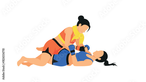 Women’s mixed martial arts fight illustration for sports design