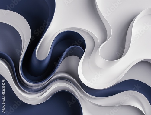 Abstract Waves of Dark Blue and White A Dynamic Interplay of Color and Form for Modern Design Projects