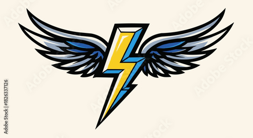 Winged lightning bolt emblem representing speed and power with dynamic design.