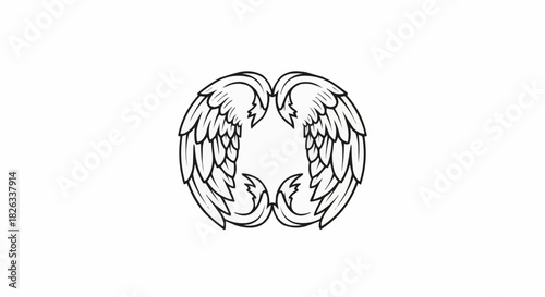 Elegant symmetrical angel wings emblem design.