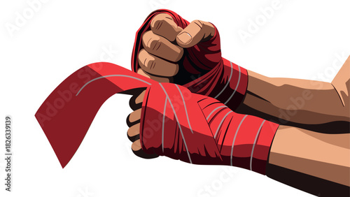 Boxing preparation concept with hand wrapping for fitness and sports training design