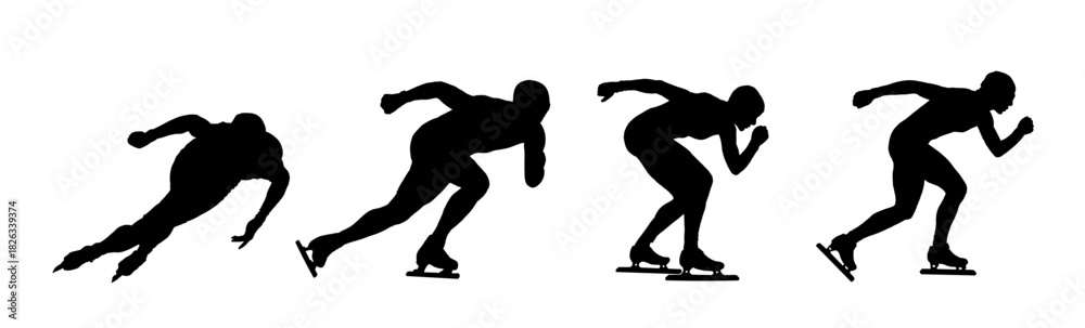 Naklejka premium Speed skating silhouette - vector illustration