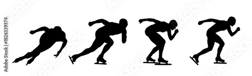 Speed skating silhouette - vector illustration