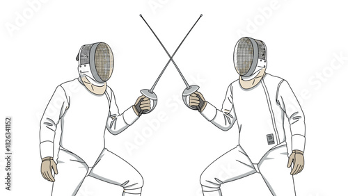 Fencing duel concept illustration for sports poster and design