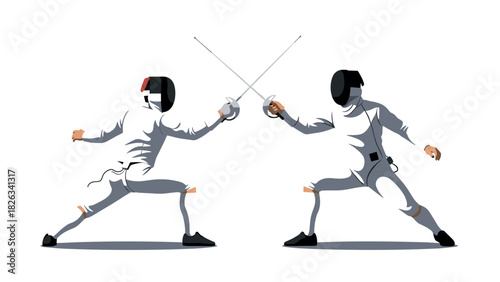 Fencing duel illustration - sport competition design for posters and cards