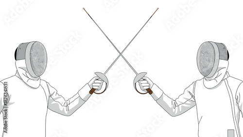 Fencing duel illustration - sport concept for design in cards or posters