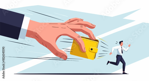 Giant hand steals wallet from running businessman