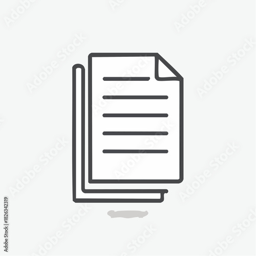 Crisp line art icon illustrating a neat stack of important documents, symbolizing efficient information organization, comprehensive digital file management, and streamlined administrative processes