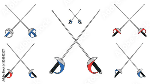 Fencing sabers illustration for sports enthusiasts and martial arts designs