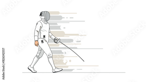 Fencing sport illustration: dynamic vector design for athletics and sports enthusiasts