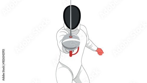 Fencing sport illustration with athlete in action and sword in focus for competitive event design