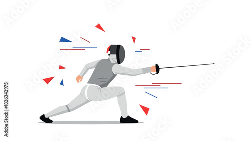 Fencing athlete in action vector illustration for sports design and decoration