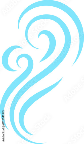 Hand drawn blue air motion lines