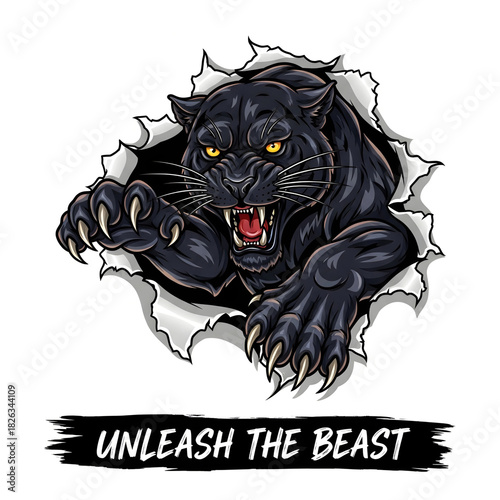 illustration of an angry black panther mascot