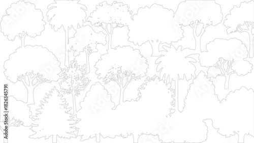 Collection of diverse tree species isolated on