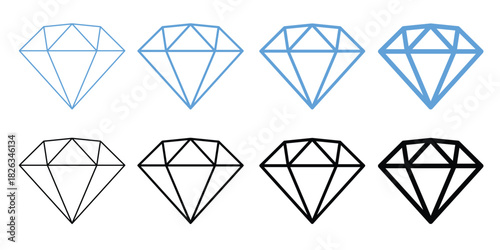 diamond outline icon vector set