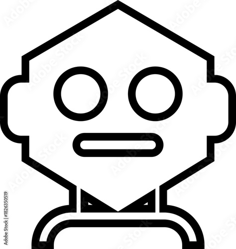 Robot face icon in line artificial intelligence AI chatbot android avatar head symbol pack, robotics automation machine humanoid bot kit, synonym cyborg AI digital assistant