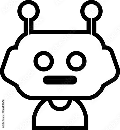 Robot face icon in line artificial intelligence AI chatbot android avatar head symbol pack, robotics automation machine humanoid bot kit, synonym cyborg AI digital assistant