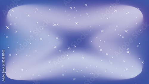 Abstract blue background with a central dark shape and scattered sparkling stars