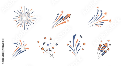 Vibrant fireworks collection for festive celebrations, adding a touch of whimsy for holiday designs, parties, and special events, bringing joy and excitement