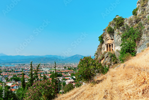 Wallpaper Mural Tomb of Amyntas, ancient Lycian rock tombs with Fethiye cityscape at background Torontodigital.ca