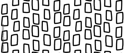 Simple pattern with hand drawn rectangle blocks on white background. Doodle brush texture creates minimal geometric design. Vector illustration on an isolated background.