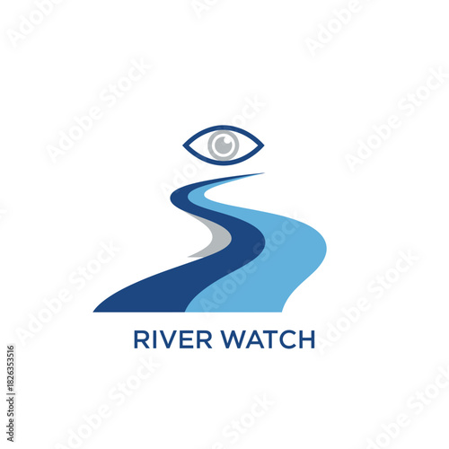 Abstract River Watch Eye Observation Logo