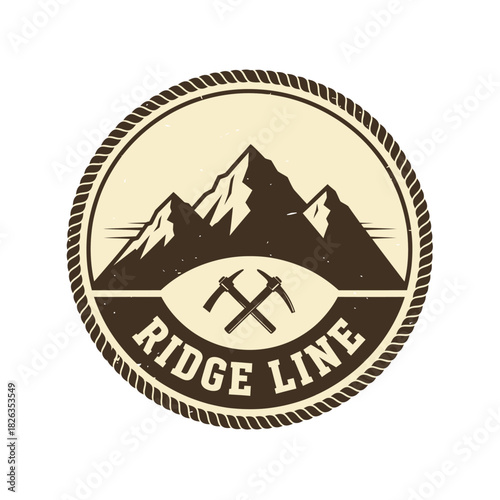 Mountain Ridge Line Adventure Badge Logo