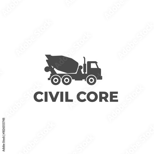 Concrete Mixer Truck Civil Core Silhouette Logo