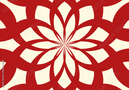 Patrón geométrico de mandala rojo y crema sin costuras de navidad