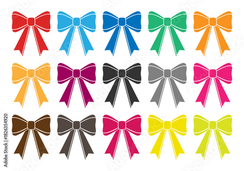 Conjunto grande de lazos de regalo de diferentes colores