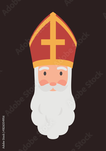 San nicolás con mitra y barba en fondo negro 