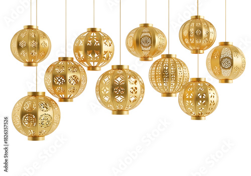 Celebrate traditions with luminous golden lanterns, perfect for adding an elegant touch to festive occasions and cultural events with a touch of prosperity