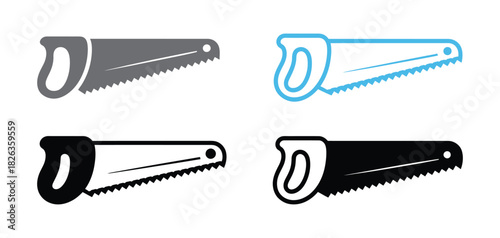 Silhouette of saw symbol, Hand Saw icon, vector design.  wood cutter vector, Carpentry tools icon vector illustration.
