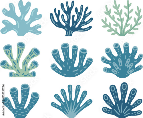 Hand-drawn Coral silhouette illustration white background