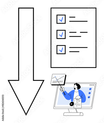 Task management. Checklist for productivity and goals tracking. Task management tools for efficient collaboration and planning. Optimizing workflow digitally and visually. Project management, remote